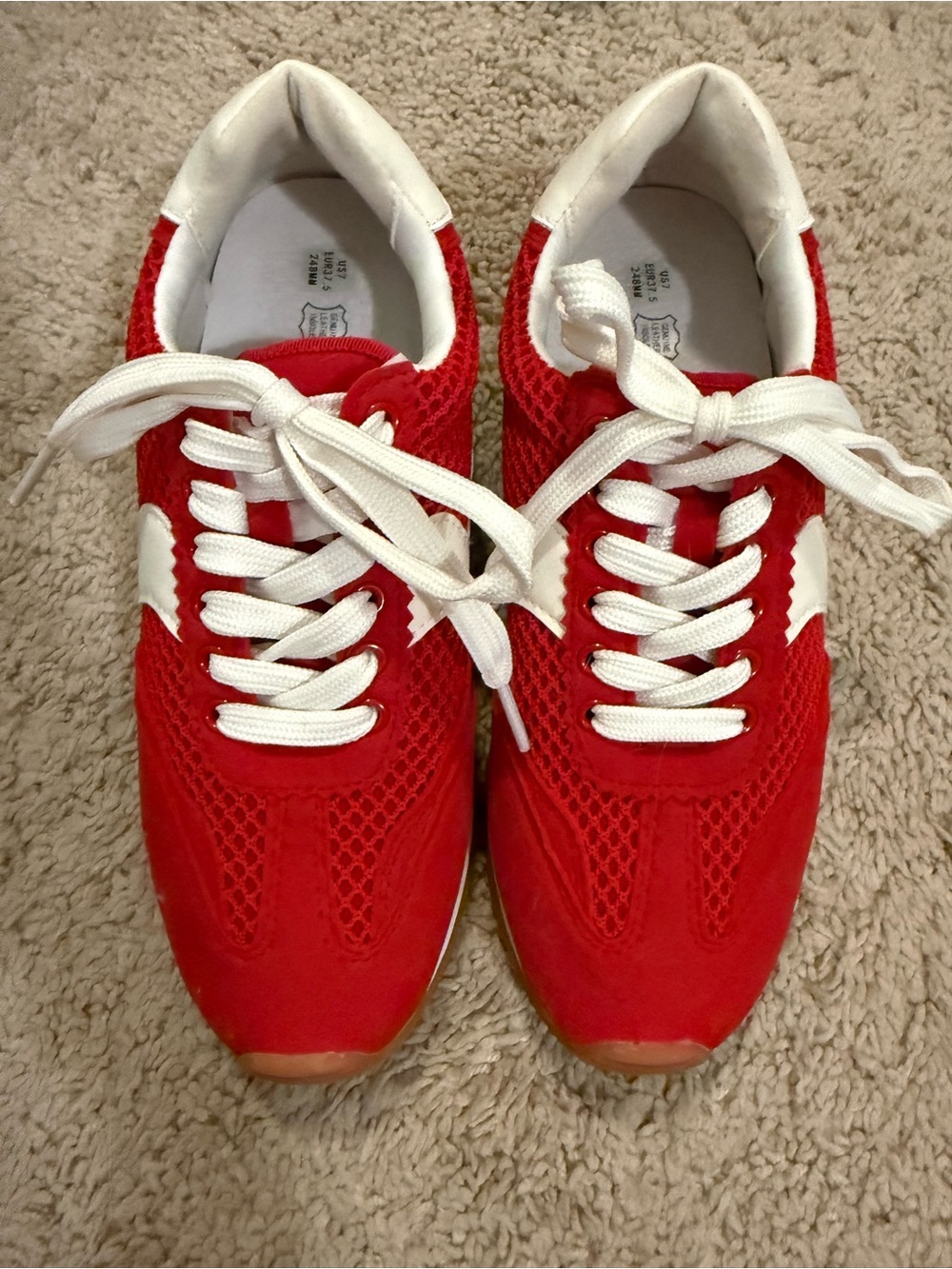 Red Womens's Athletic Sneakers with White Accents
